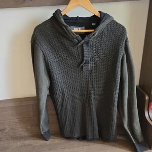 Men's BKE Olive Green Knit Hoodie Sweater